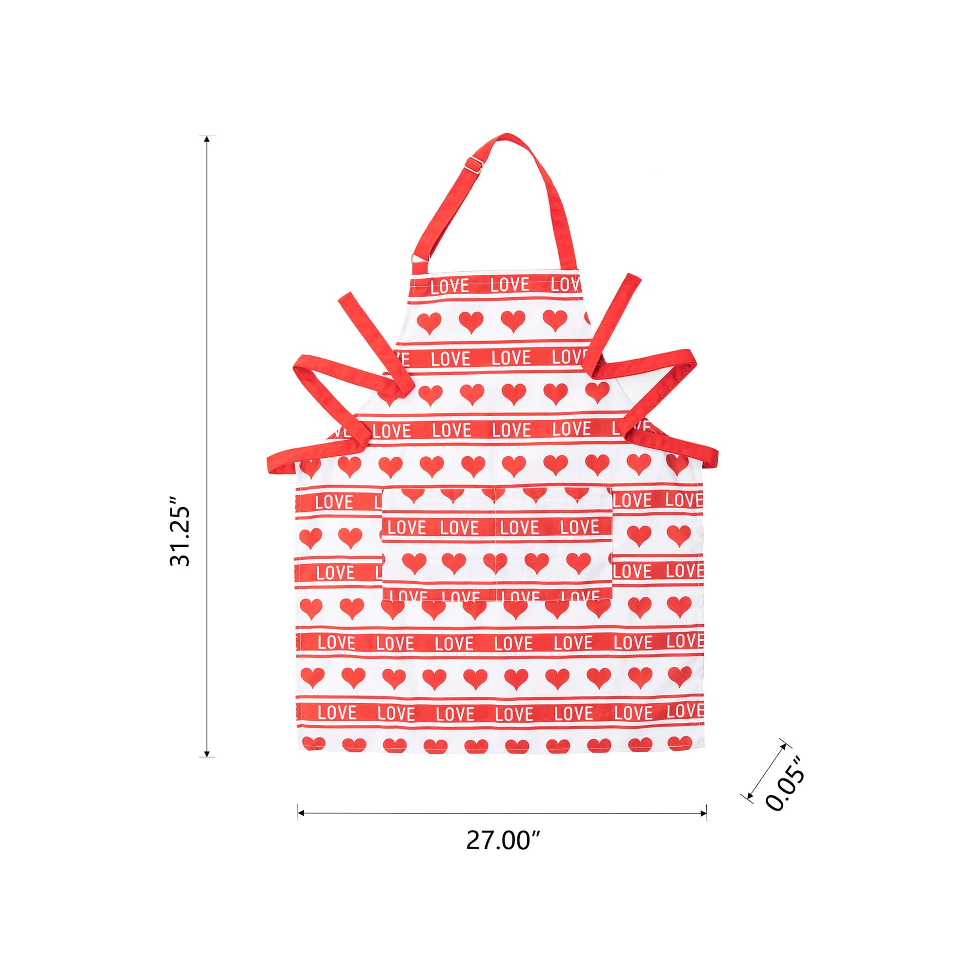 Glitzhome® 31.25" Fabric Valentine's Heart Apron